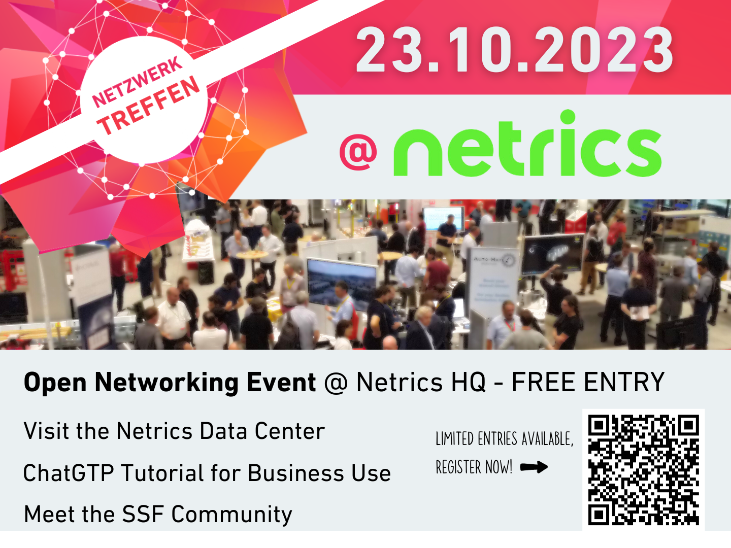 Am 23. Oktober trifft sich die Swiss Smart Factory Community bei Netrics AG in Biel, um die Zukunft des modernen Arbeitsplatzes zu entdecken.
